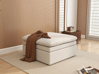 Deluxe Cloud White Ottoman | 1-Piece (Includes 1 Ottoman), Linen Look Poly Fabric, Easy To Clean