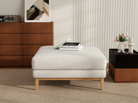 Deluxe Cloud White Ottoman | 1-Piece (Includes 1 Ottoman), Linen Look Poly Fabric, Easy To Clean