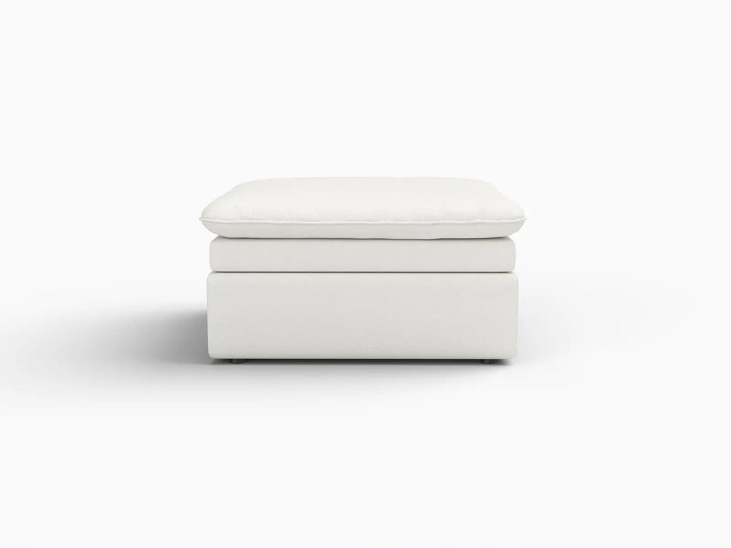 Deluxe Cloud White Ottoman | 1-Piece (Includes 1 Ottoman), Linen Look Poly Fabric, Easy To Clean