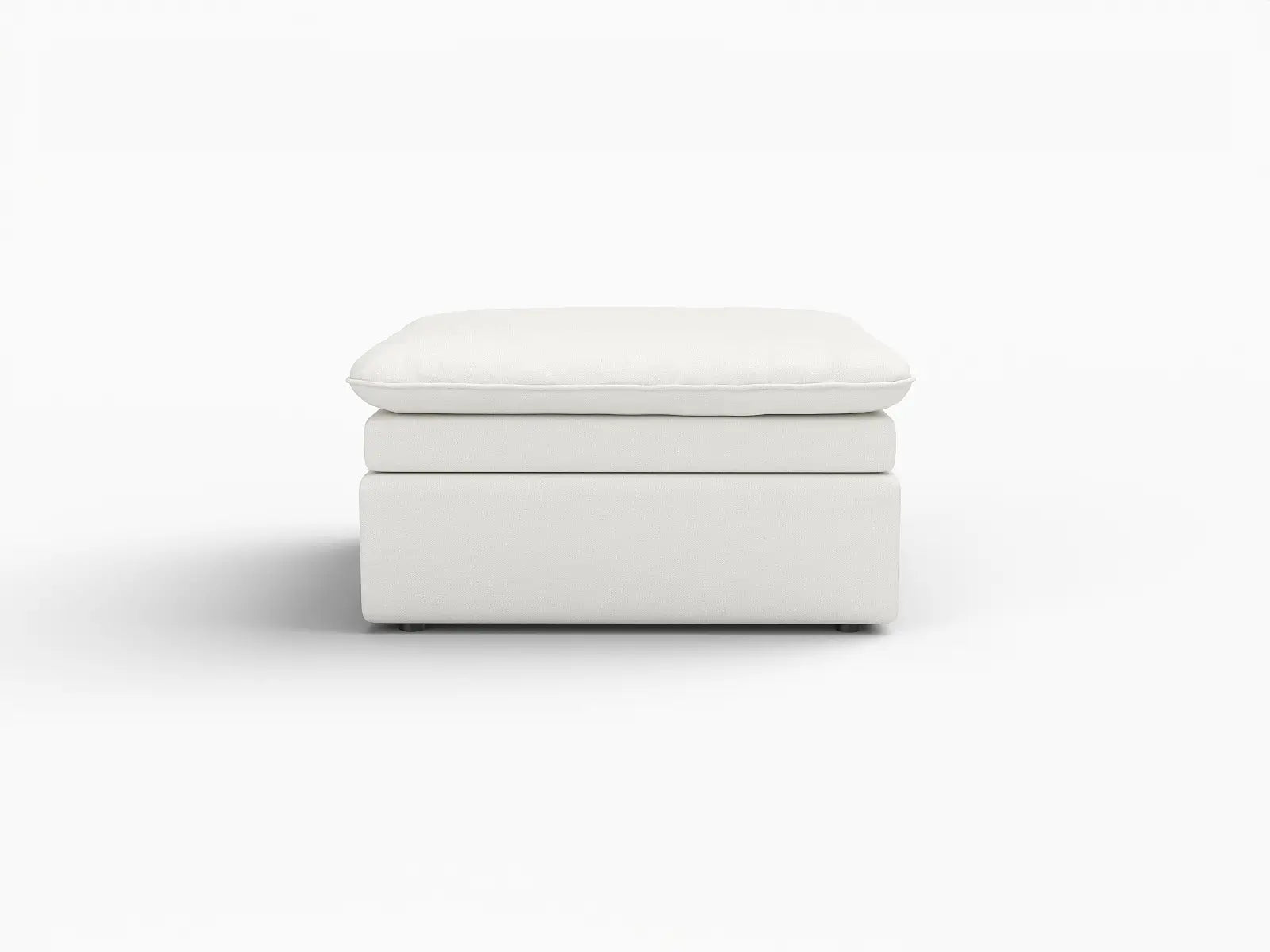 Deluxe Cloud White Ottoman | 1-Piece (Includes 1 Ottoman), Linen Look Poly Fabric, Easy To Clean