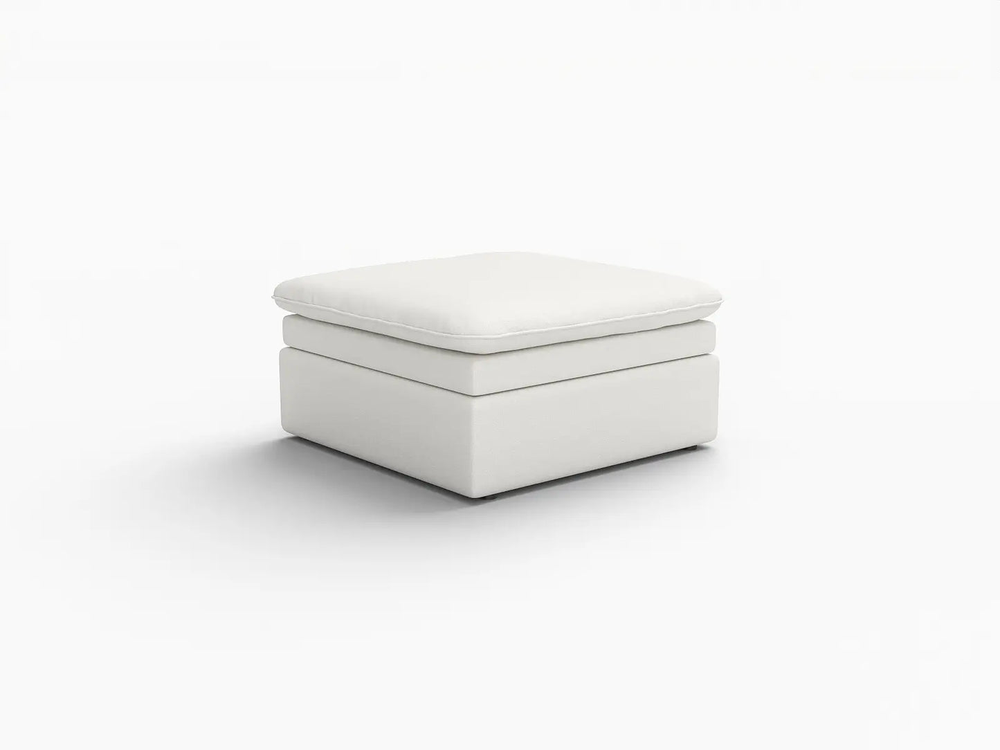 Deluxe Cloud White Ottoman | 1-Piece (Includes 1 Ottoman), Linen Look Poly Fabric, Easy To Clean