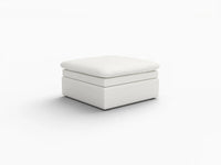 Deluxe Cloud White Ottoman | 1-Piece (Includes 1 Ottoman), Linen Look Poly Fabric, Easy To Clean