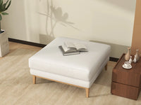 Deluxe Cloud White Ottoman | 1-Piece (Includes 1 Ottoman), Linen Look Poly Fabric, Easy To Clean