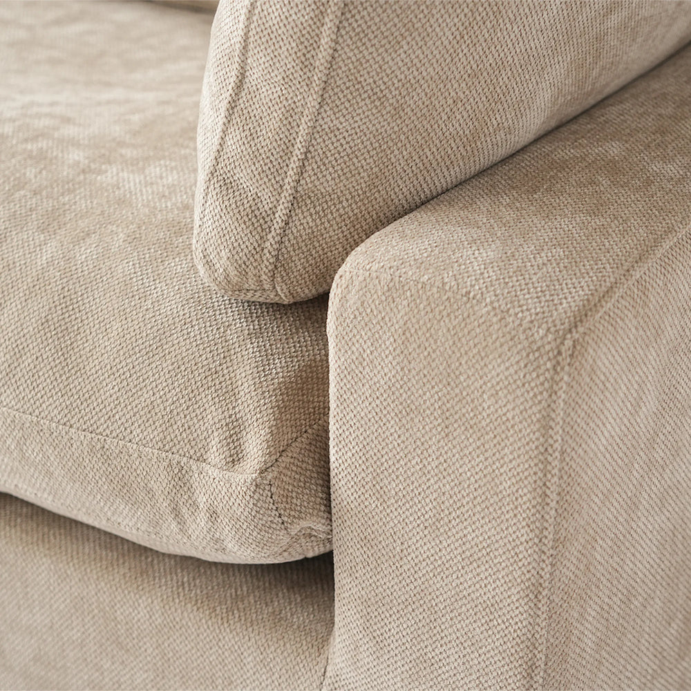 Deluxe Slope Cloud Sectional Sofas | 1-Piece Linen Khaki Single Sofa 1-Seater