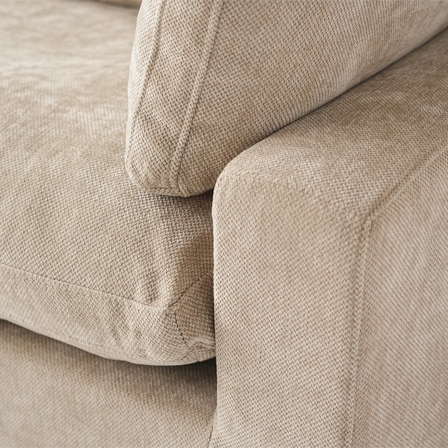 Deluxe Slope Cloud Sectional Sofas | 1-Piece Linen Khaki Single Sofa 1-Seater