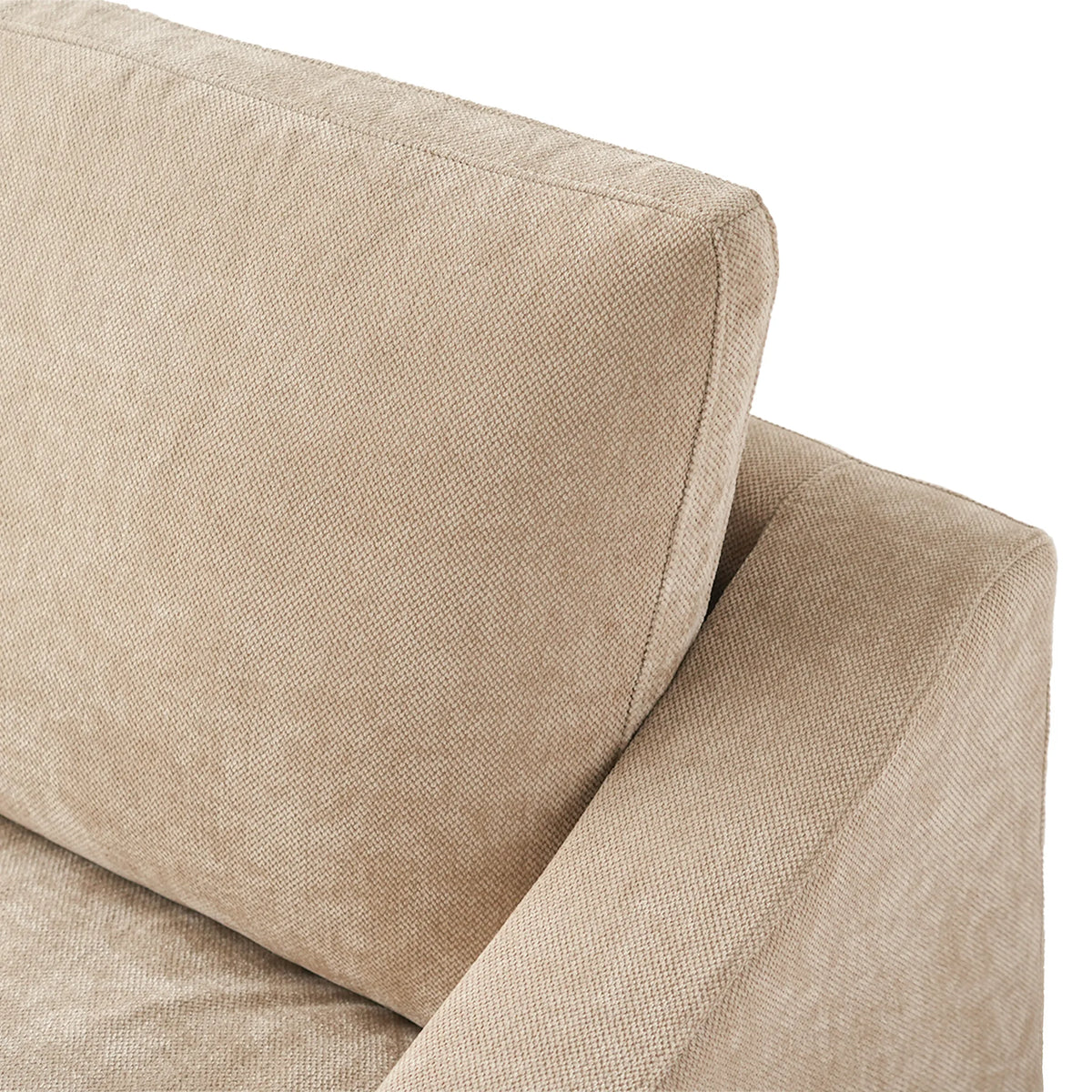 Deluxe Cloud 3-Seater Khaki Washable L-Shaped Sectional | 4-Piece (includes 1 Ottoman), Chenille and Linen Fabric, Modular Design