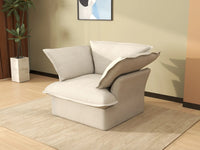 Deluxe Cloud 1-Seater Beige Washable Single Sofa | 1-Piece, Linen and Cotton Fabric, Modular Design