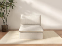 Deluxe Cloud 1-Seater Beige Washable Single Sofa | 1-Piece, Linen and Cotton Fabric, Modular Design