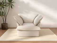 Deluxe Cloud 1-Seater Beige Washable Single Sofa | 1-Piece, Linen and Cotton Fabric, Modular Design