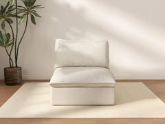 Deluxe Cloud 1-Seater Beige Washable Single Sofa | 1-Piece, Linen and Cotton Fabric, Modular Design