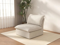 Deluxe Cloud 1-Seater Beige Washable Single Sofa | 1-Piece, Linen and Cotton Fabric, Modular Design