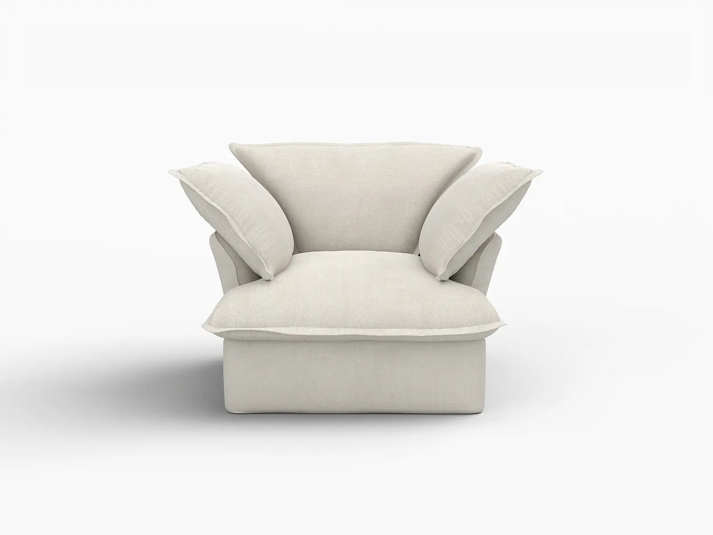 Deluxe Cloud 1-Seater Beige Washable Single Sofa | 1-Piece, Linen and Cotton Fabric, Modular Design