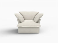 Deluxe Cloud 1-Seater Beige Washable Single Sofa | 1-Piece, Linen and Cotton Fabric, Modular Design