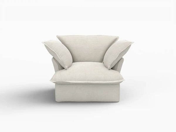 Deluxe Linen Cloud Sectional Sofas Covers | Beige Cotton and Linen Sofa Cover for Single Seat