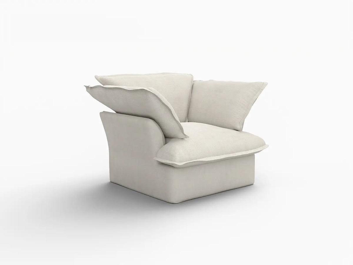 Deluxe Cloud 1-Seater Beige Washable Single Sofa | 1-Piece, Linen and Cotton Fabric, Modular Design