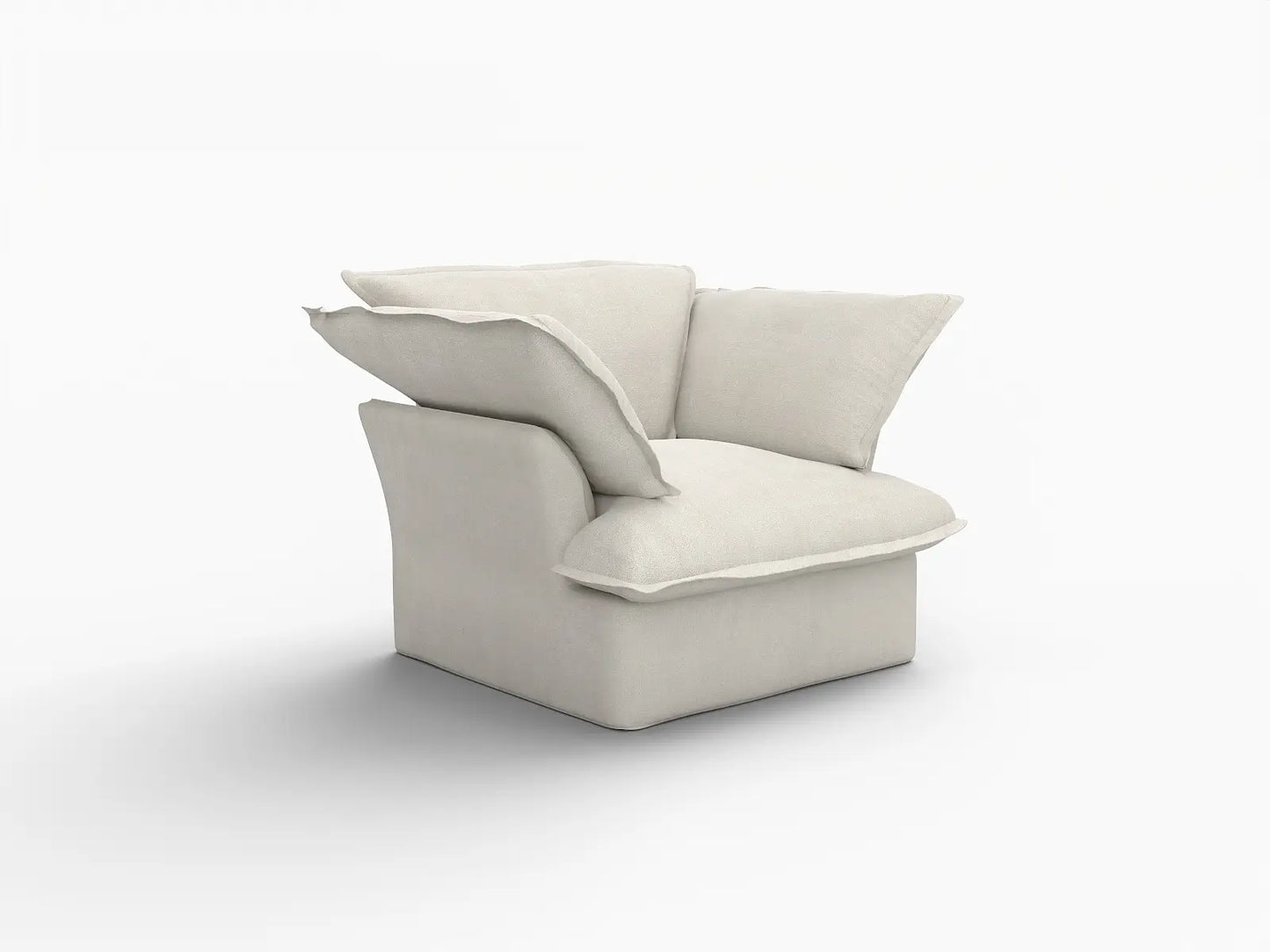 Deluxe Cloud 1-Seater Beige Washable Single Sofa | 1-Piece, Linen and Cotton Fabric, Modular Design