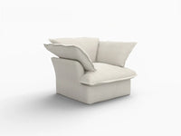 Deluxe Cloud 1-Seater Beige Washable Single Sofa | 1-Piece, Linen and Cotton Fabric, Modular Design