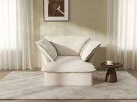 Deluxe Cloud 1-Seater Beige Washable Single Sofa | 1-Piece, Linen and Cotton Fabric, Modular Design