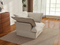 Deluxe Cloud 1-Seater Beige Washable Single Sofa | 1-Piece, Linen and Cotton Fabric, Modular Design