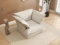 Deluxe Cloud 1-Seater Beige Washable Single Sofa | 1-Piece, Linen and Cotton Fabric, Modular Design