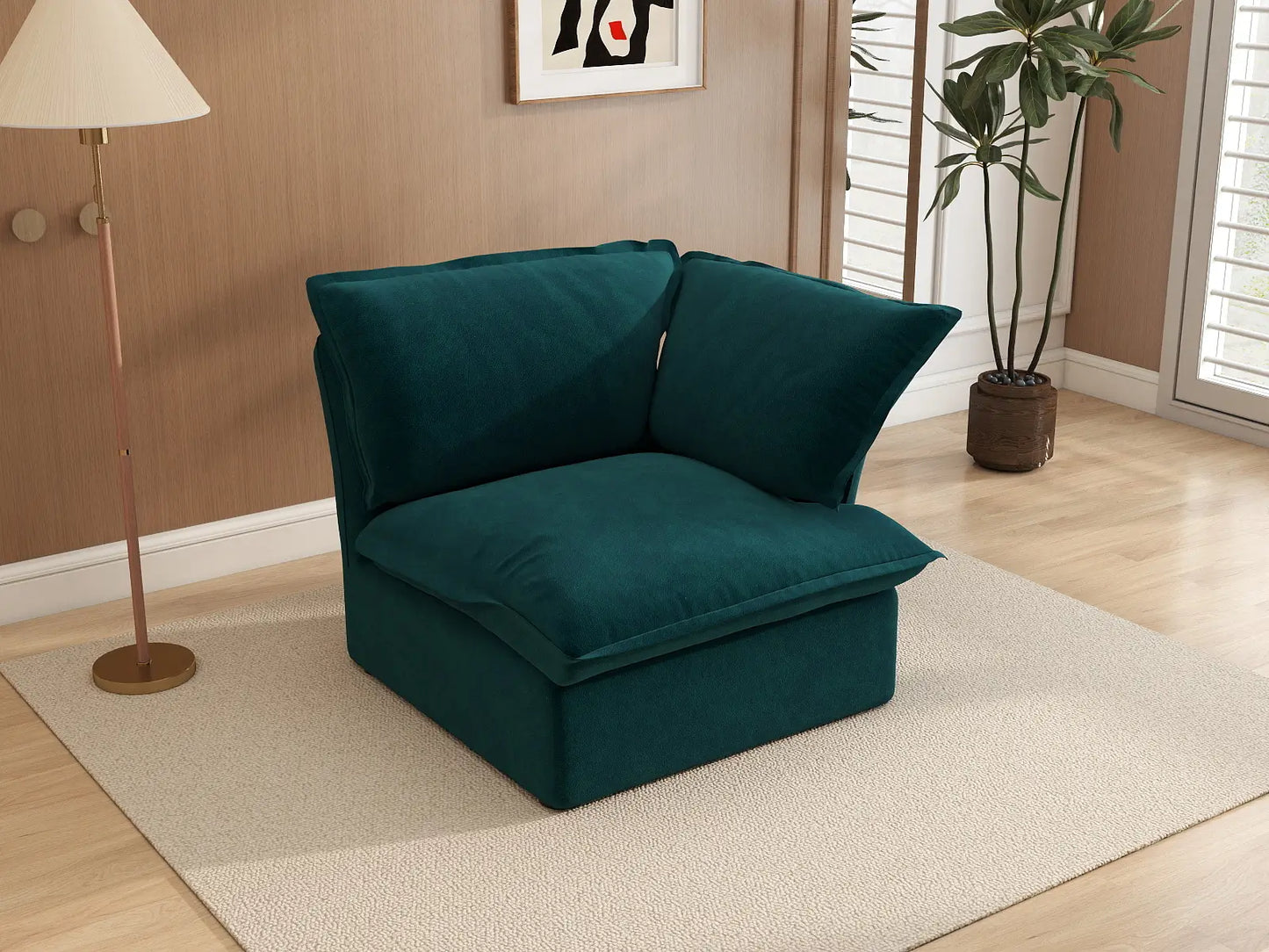 Sofá individual de 1 plaza Deluxe Cloud | 1 pieza, tela de terciopelo, fundas lavables
