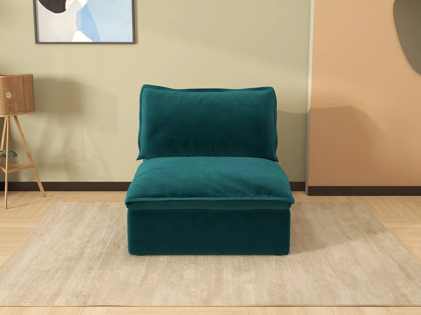 Sofá Individual Deluxe Cloud de 1 Plaza | 1 Pieza, Tejido de Terciopelo, Fundas Lavables