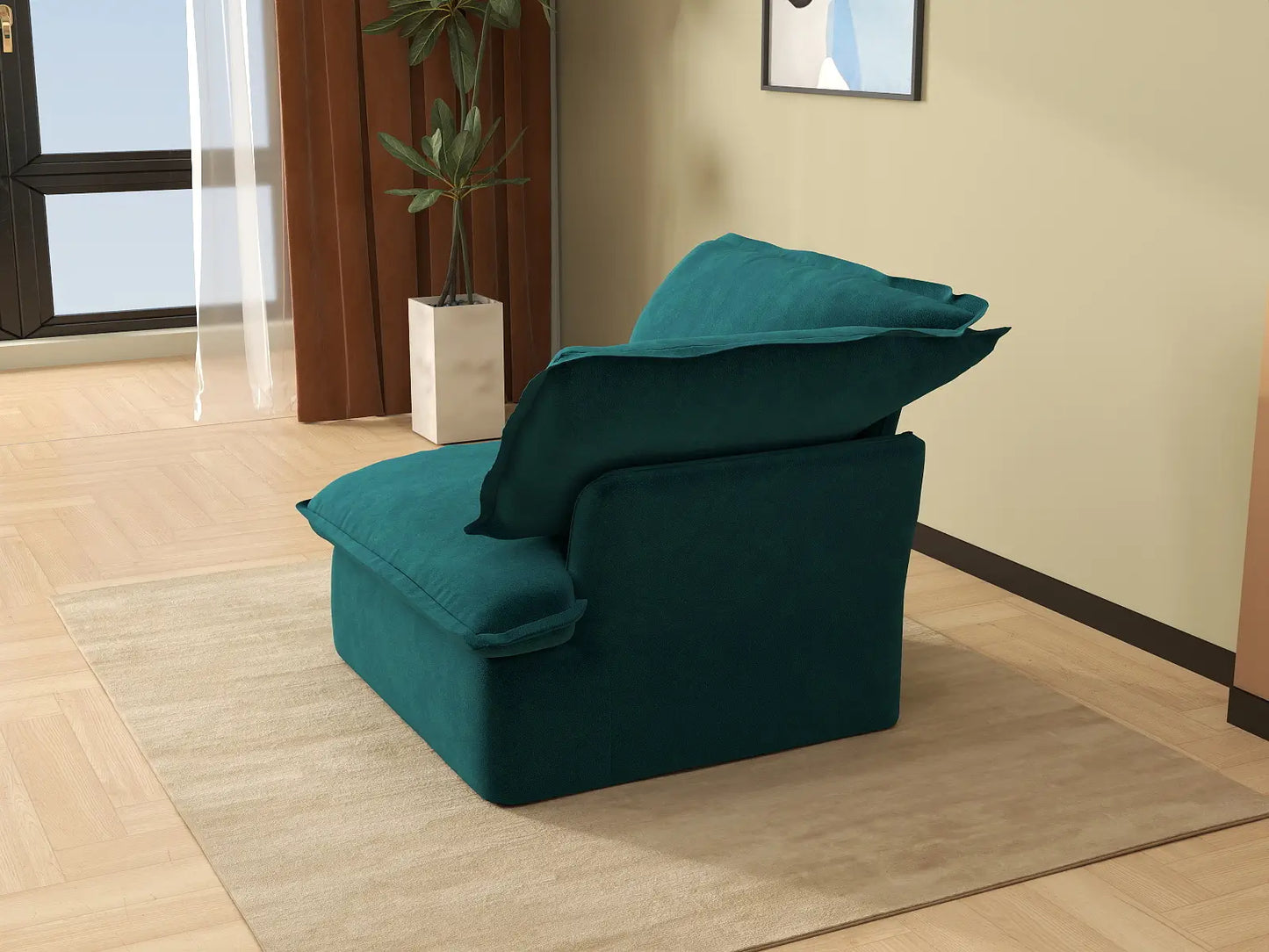 Sofá individual de 1 plaza Deluxe Cloud | 1 pieza, tela de terciopelo, fundas lavables