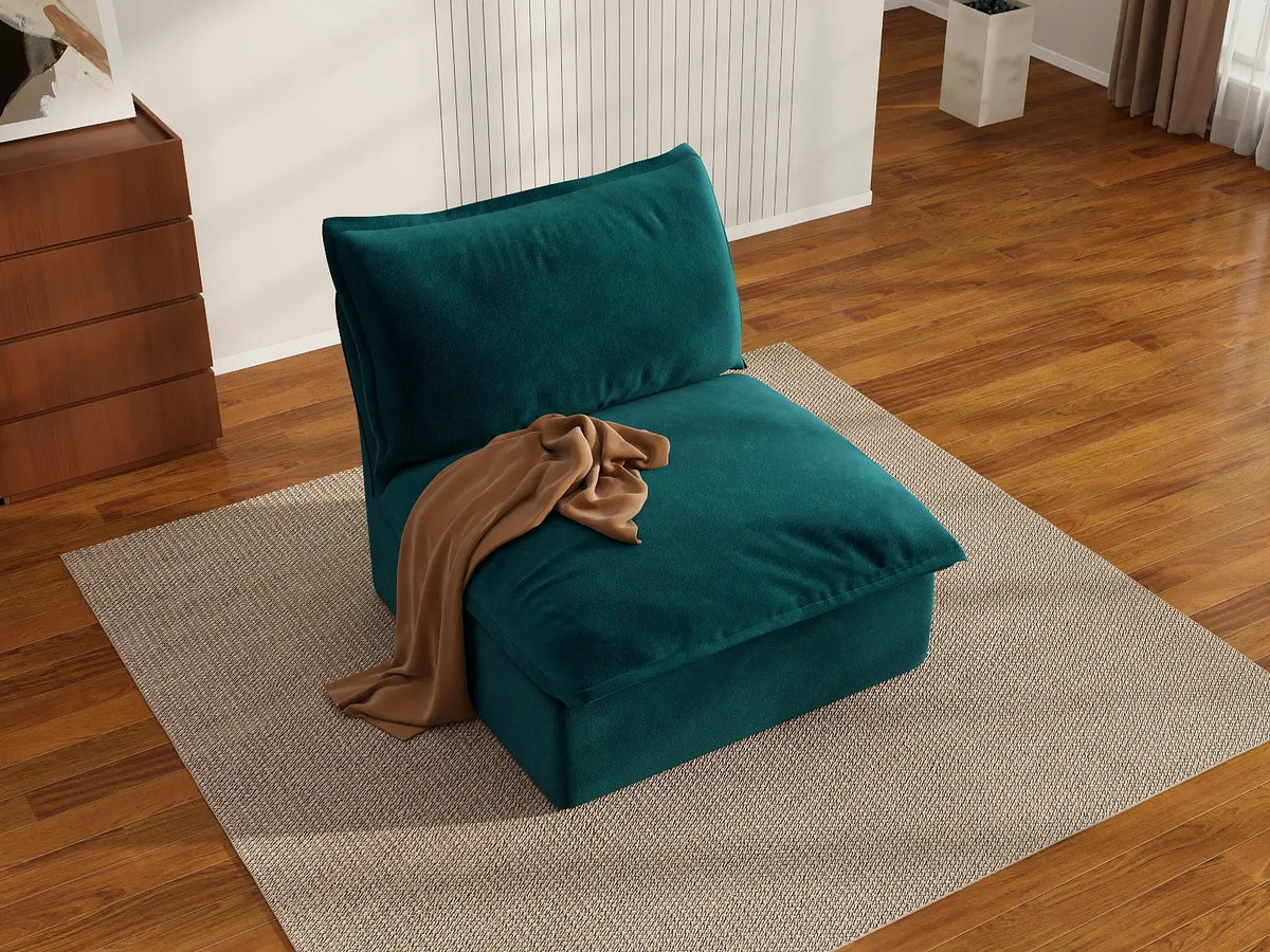 Sofá Individual Deluxe Cloud de 1 Plaza | 1 Pieza, Tejido de Terciopelo, Fundas Lavables
