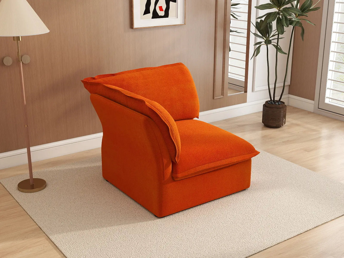 Deluxe Cloud 1-Seater Single Sofa With Washable Cover | 1-Piece, Velvet Fabric, Small Space