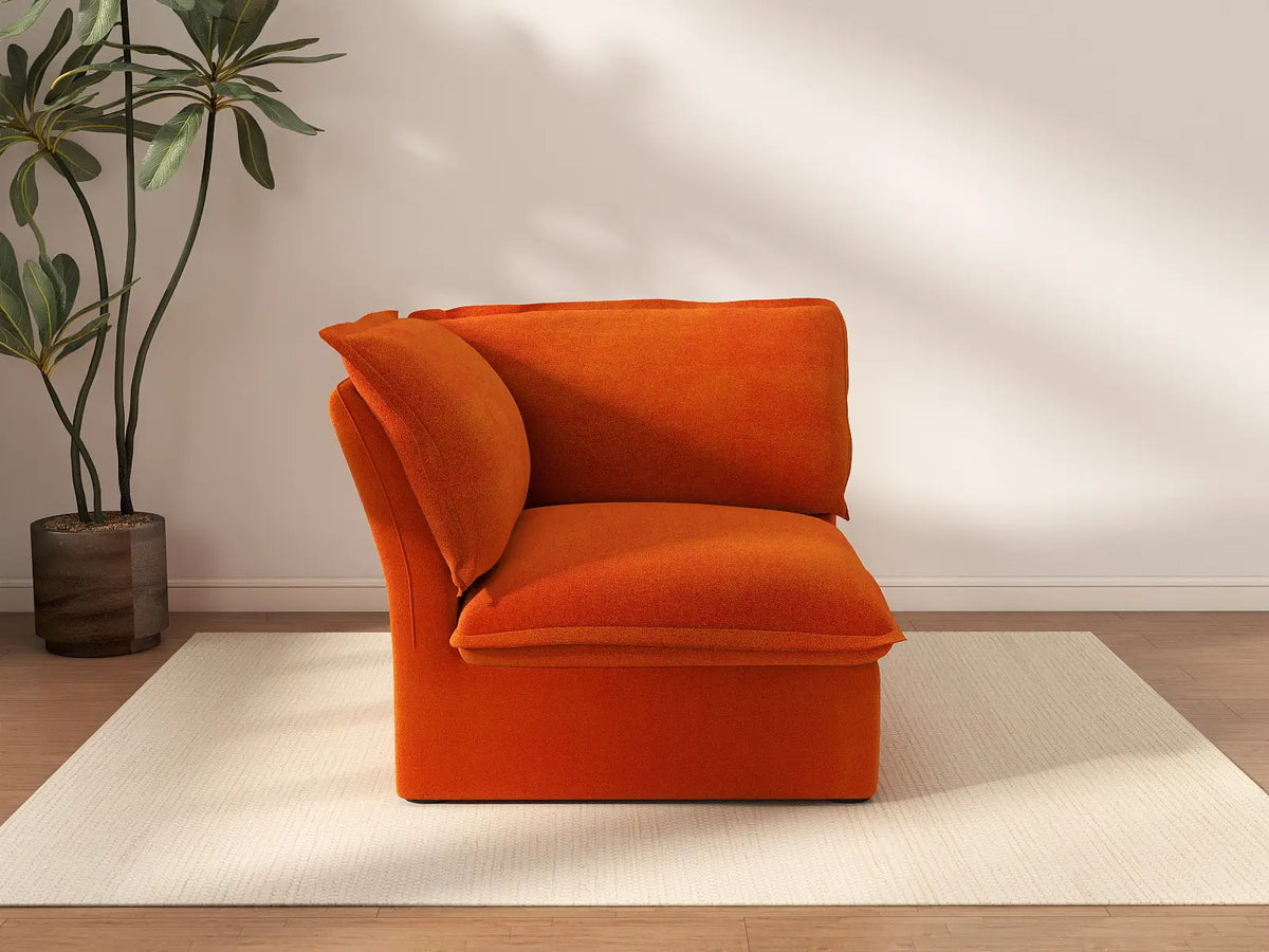 Deluxe Cloud 1-Seater Single Sofa With Washable Cover | 1-Piece, Velvet Fabric, Small Space