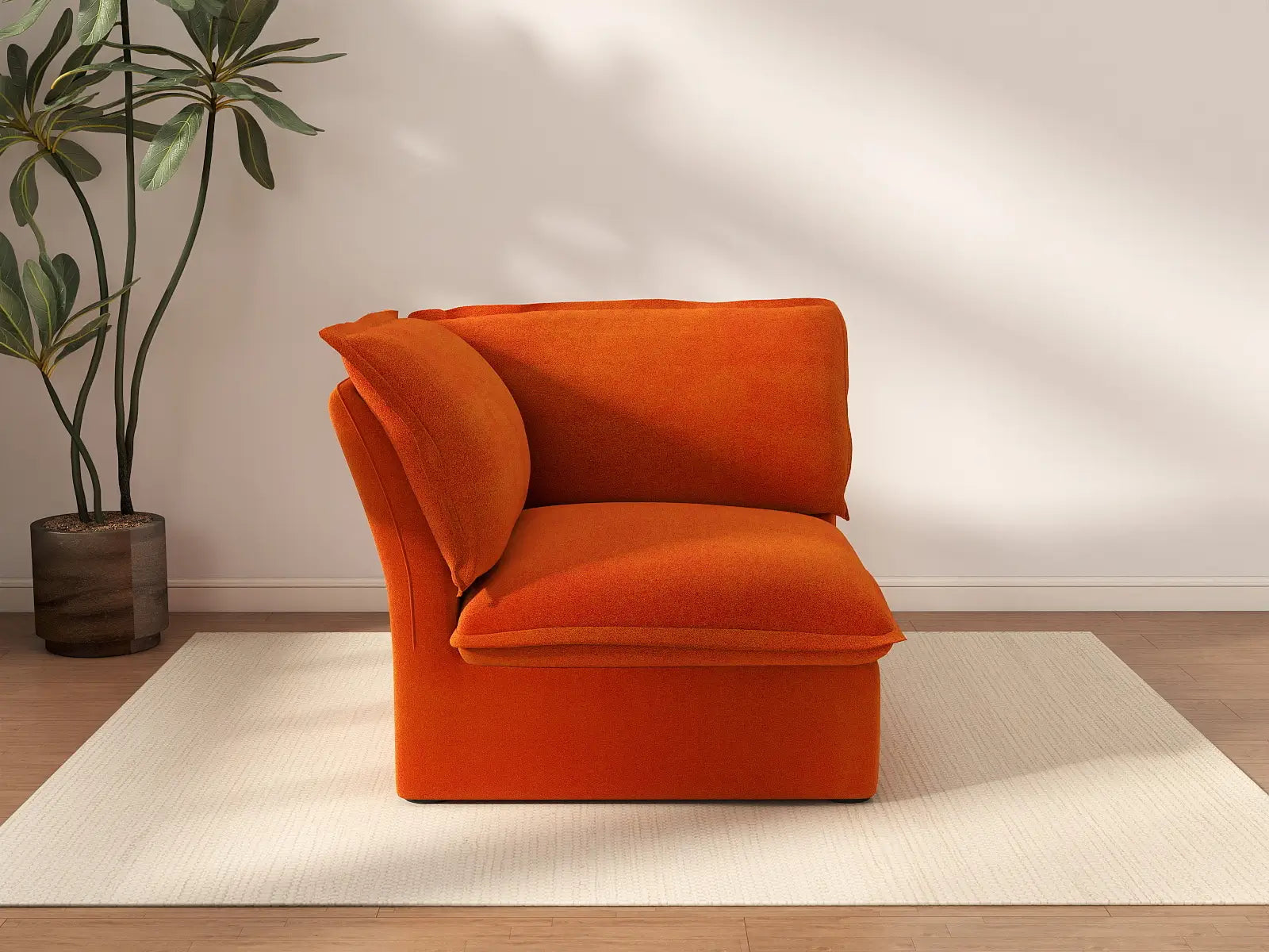 Deluxe Cloud 1-Seater Single Sofa With Washable Cover | 1-Piece, Velvet Fabric, Small Space