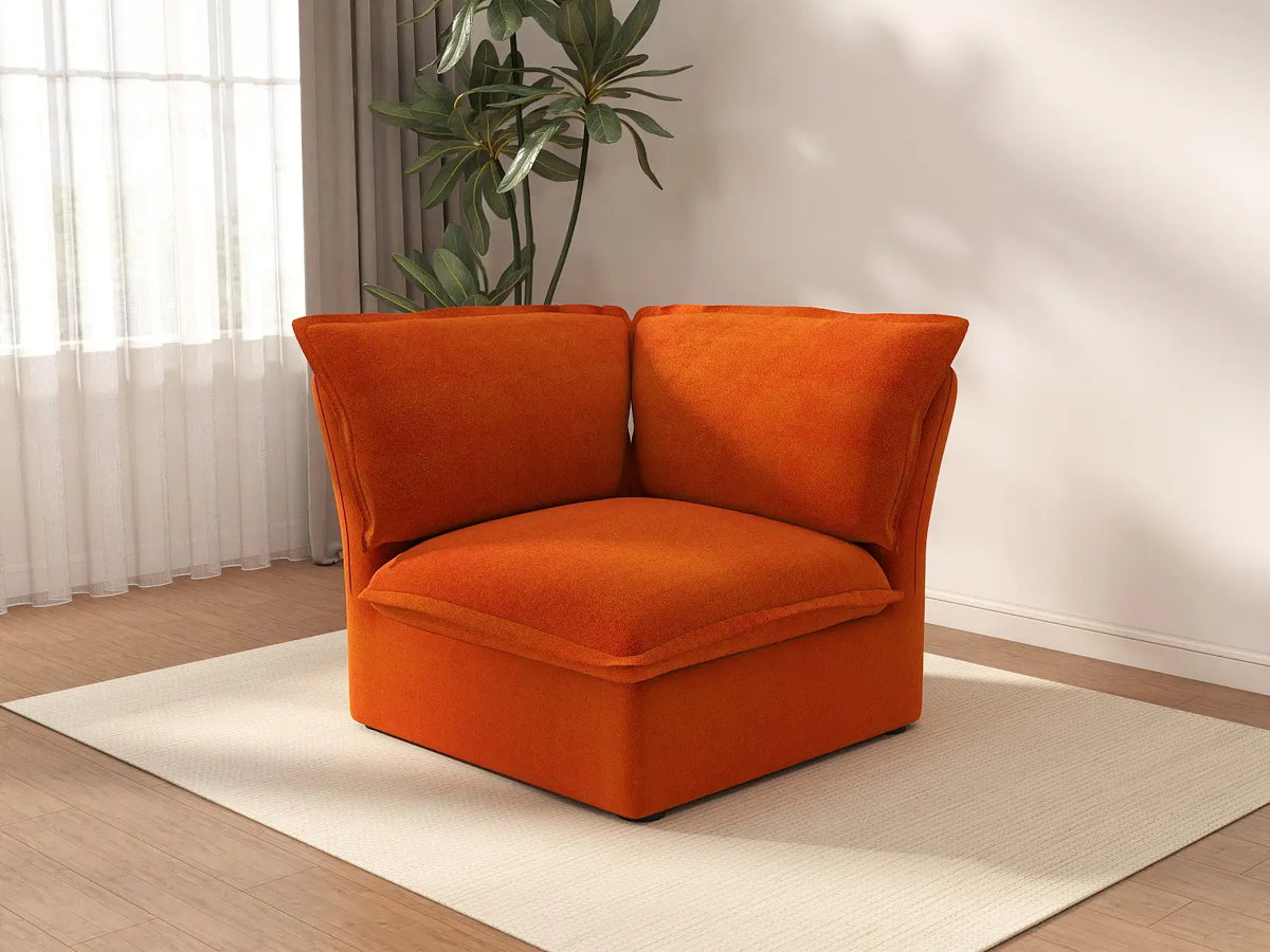Deluxe Cloud 1-Seater Single Sofa With Washable Cover | 1-Piece, Velvet Fabric, Small Space