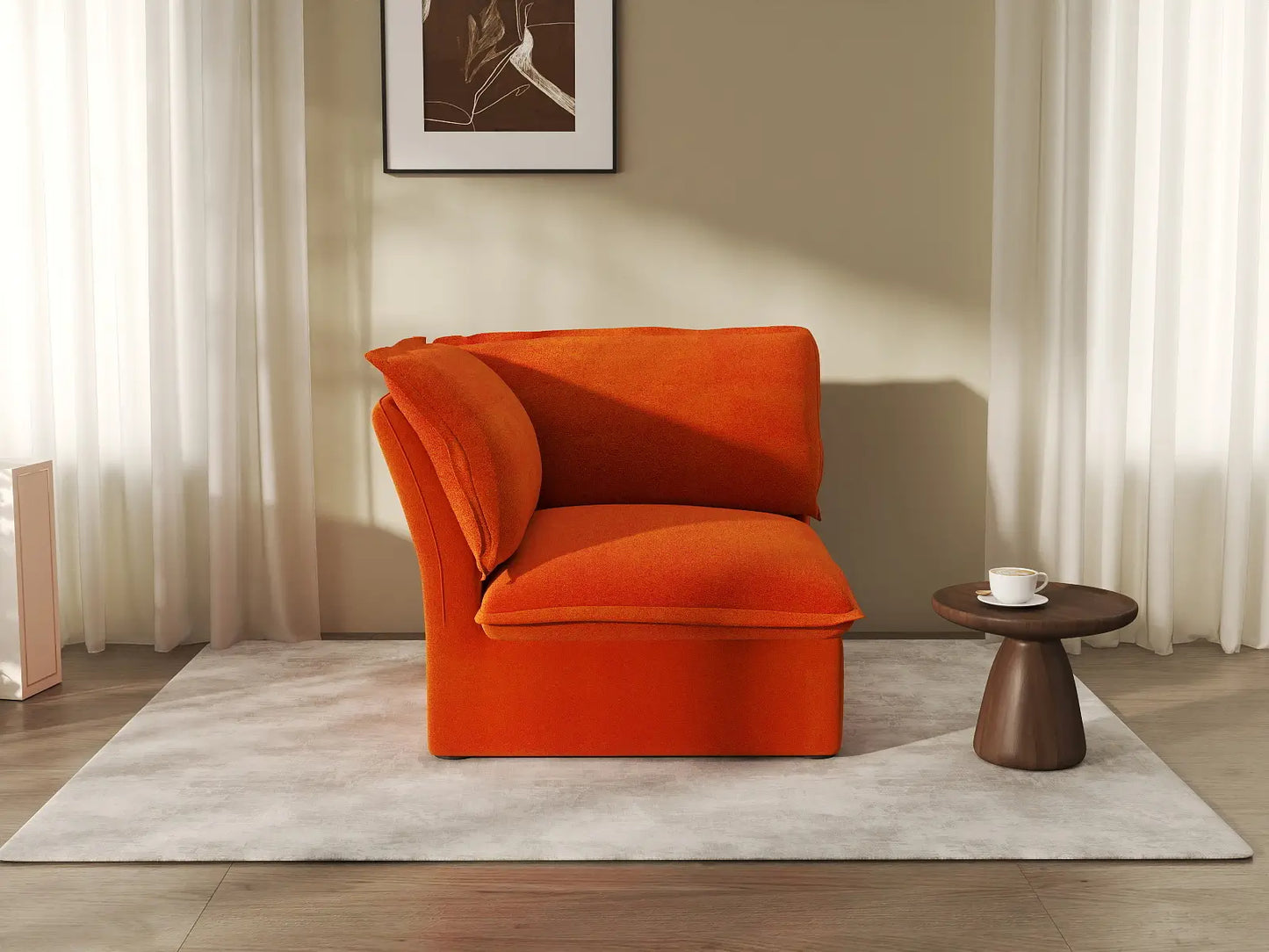 Deluxe Cloud 1-Seater Single Sofa With Washable Cover | 1-Piece, Velvet Fabric, Small Space