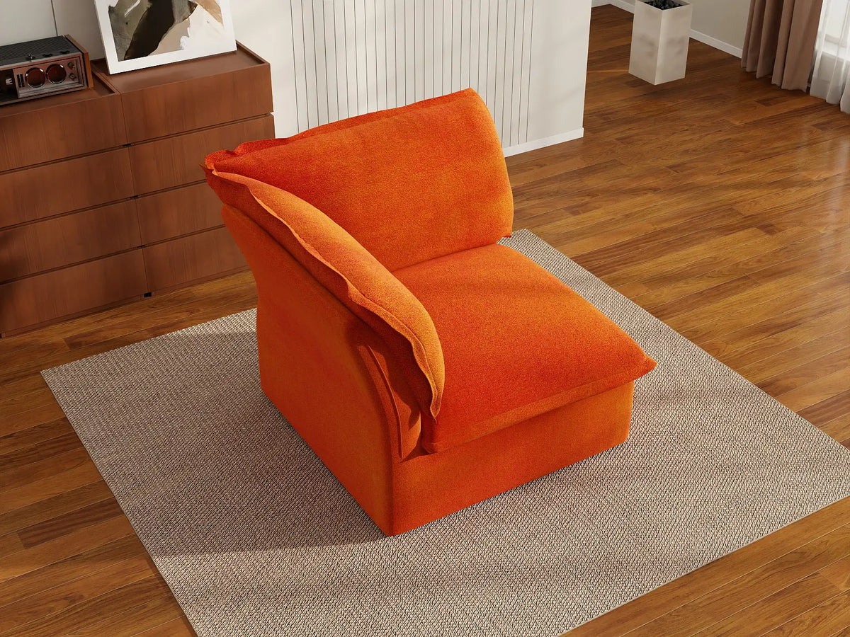 Deluxe Cloud 1-Seater Single Sofa With Washable Cover | 1-Piece, Velvet Fabric, Small Space