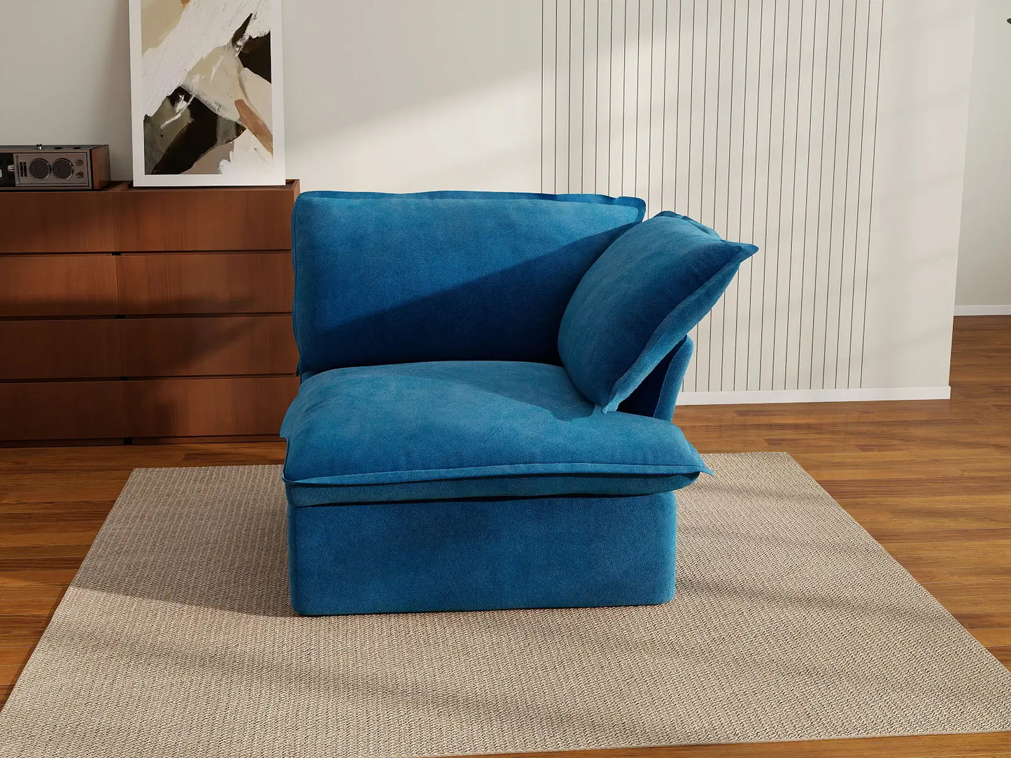 Sofá de 1 plaza Deluxe Cloud con funda lavable | 1 pieza, tela de terciopelo, espacio pequeño
