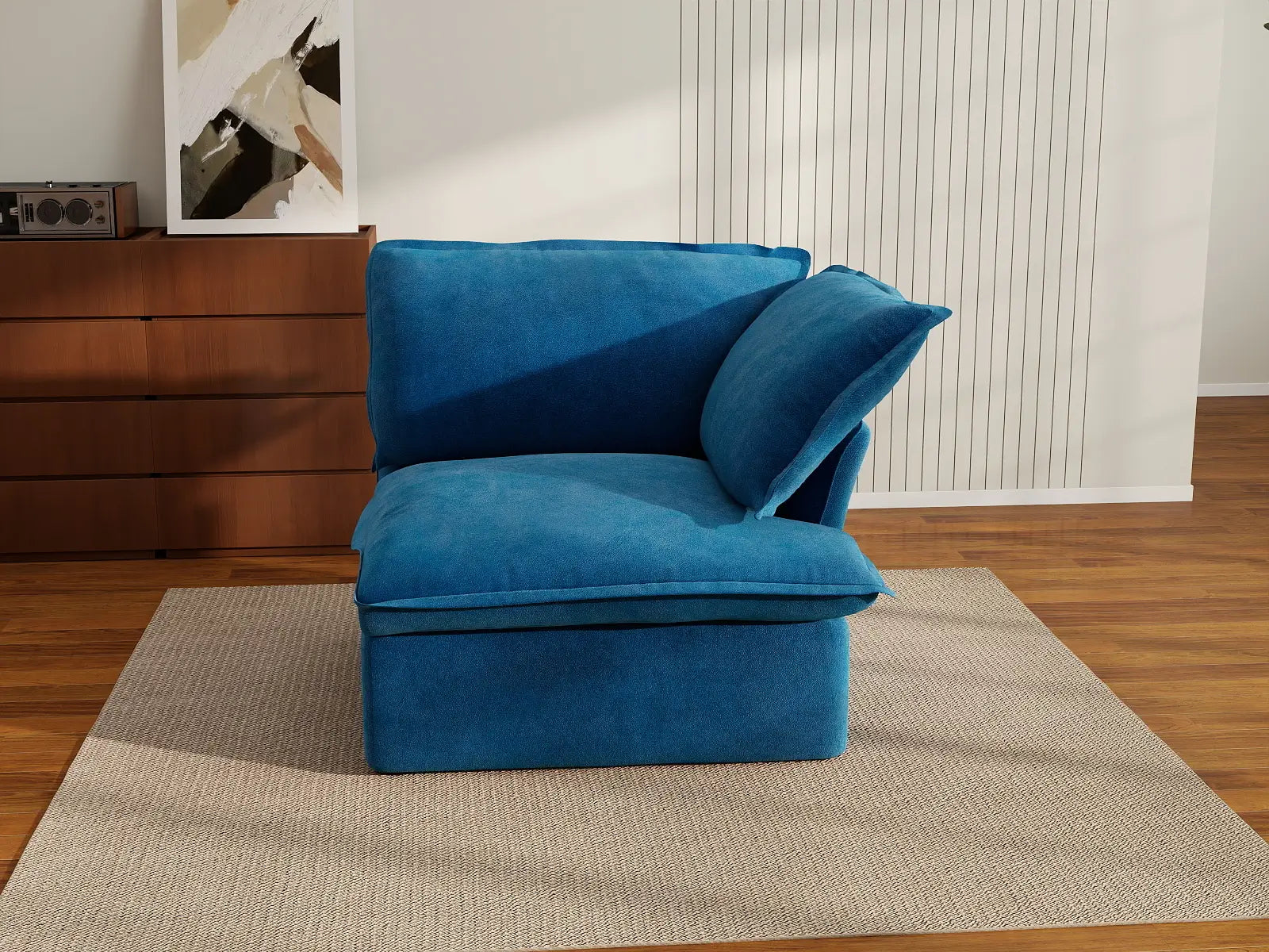 Sofá de 1 plaza Deluxe Cloud con funda lavable | 1 pieza, tela de terciopelo, espacio pequeño
