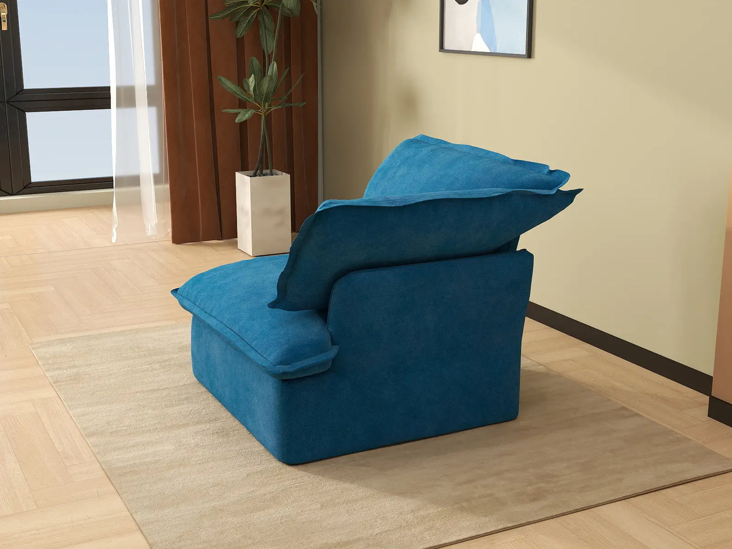 Sofá de 1 plaza Deluxe Cloud con funda lavable | 1 pieza, tela de terciopelo, espacio pequeño