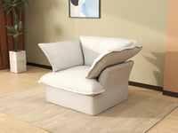 Deluxe Cloud 1-Seater White Washable Single Sofa | 1-Piece, Linen and Cotton Fabric, Modular Design