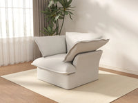 Deluxe Cloud 1-Seater White Washable Single Sofa | 1-Piece, Linen and Cotton Fabric, Modular Design