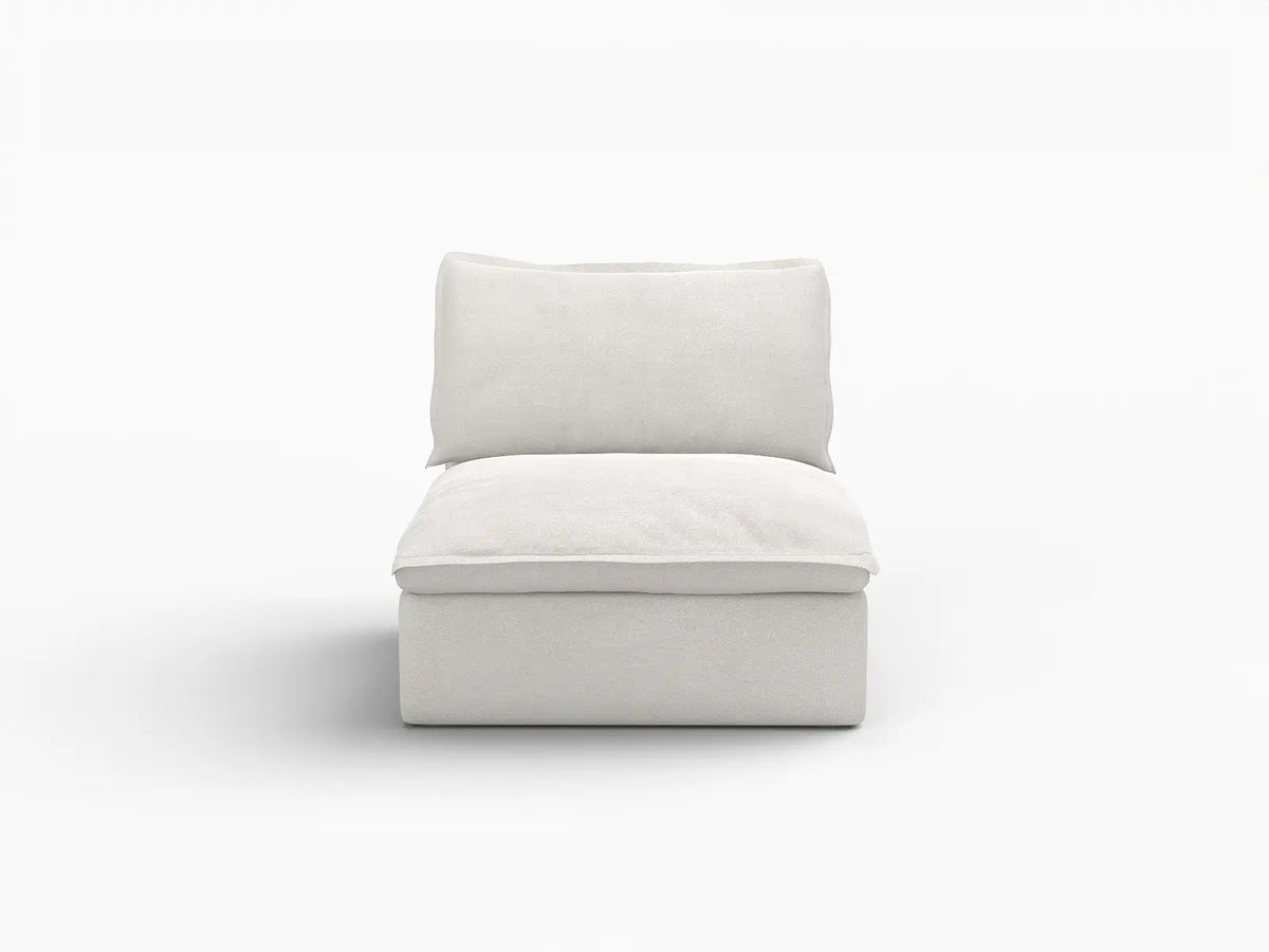 Deluxe Cloud 1-Seater White Washable Single Sofa | 1-Piece, Linen and Cotton Fabric, Modular Design