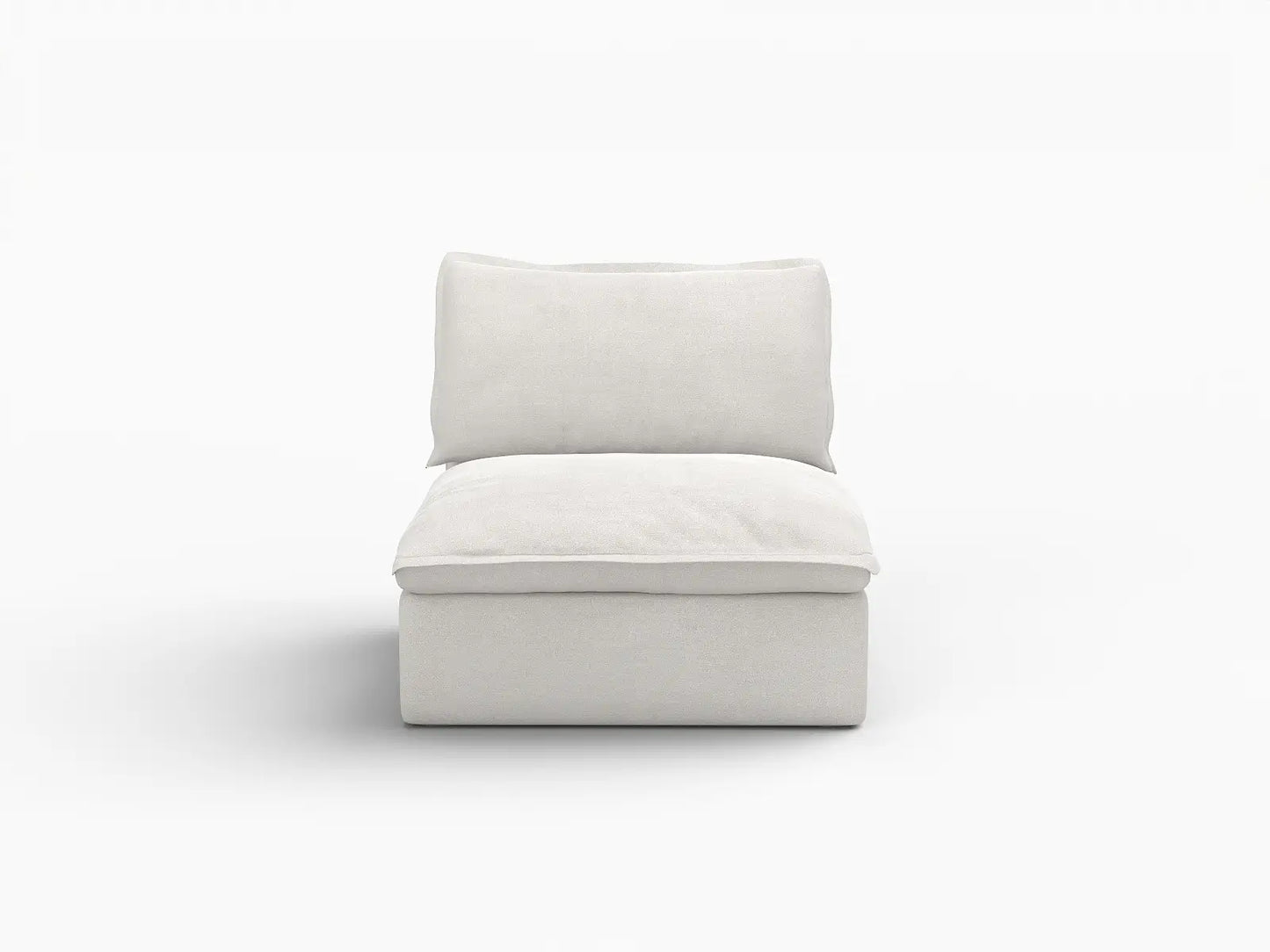 Deluxe Cloud 1-Seater White Washable Single Sofa | 1-Piece, Linen and Cotton Fabric, Modular Design