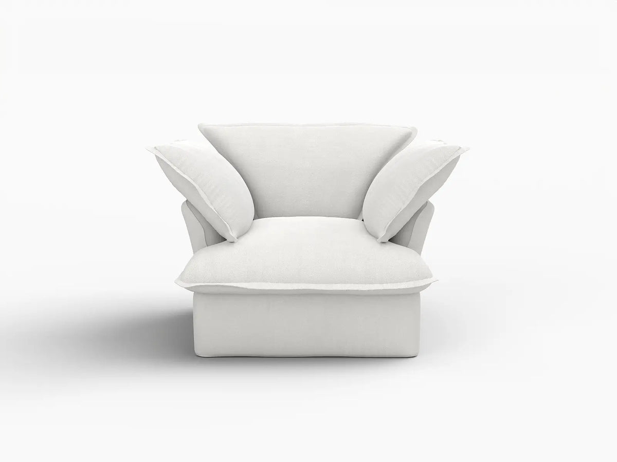 Deluxe Linen Cloud Sectional Sofas Covers | Dual-Armrest White Cotton Linen Sofa Cover