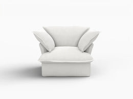 Deluxe Linen Cloud Sectional Sofas Covers | Dual-Armrest White Cotton Linen Sofa Cover
