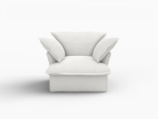 Deluxe Linen Cloud Sectional Sofas Covers | Dual-Armrest White Cotton Linen Sofa Cover