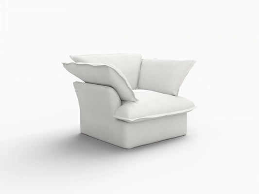 Deluxe Linen Cloud Sectional Sofas Covers | Dual-Armrest White Cotton Linen Sofa Cover