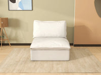 Deluxe Cloud 1-Seater White Washable Single Sofa | 1-Piece, Linen and Cotton Fabric, Modular Design