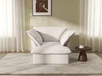 Deluxe Cloud 1-Seater White Washable Single Sofa | 1-Piece, Linen and Cotton Fabric, Modular Design