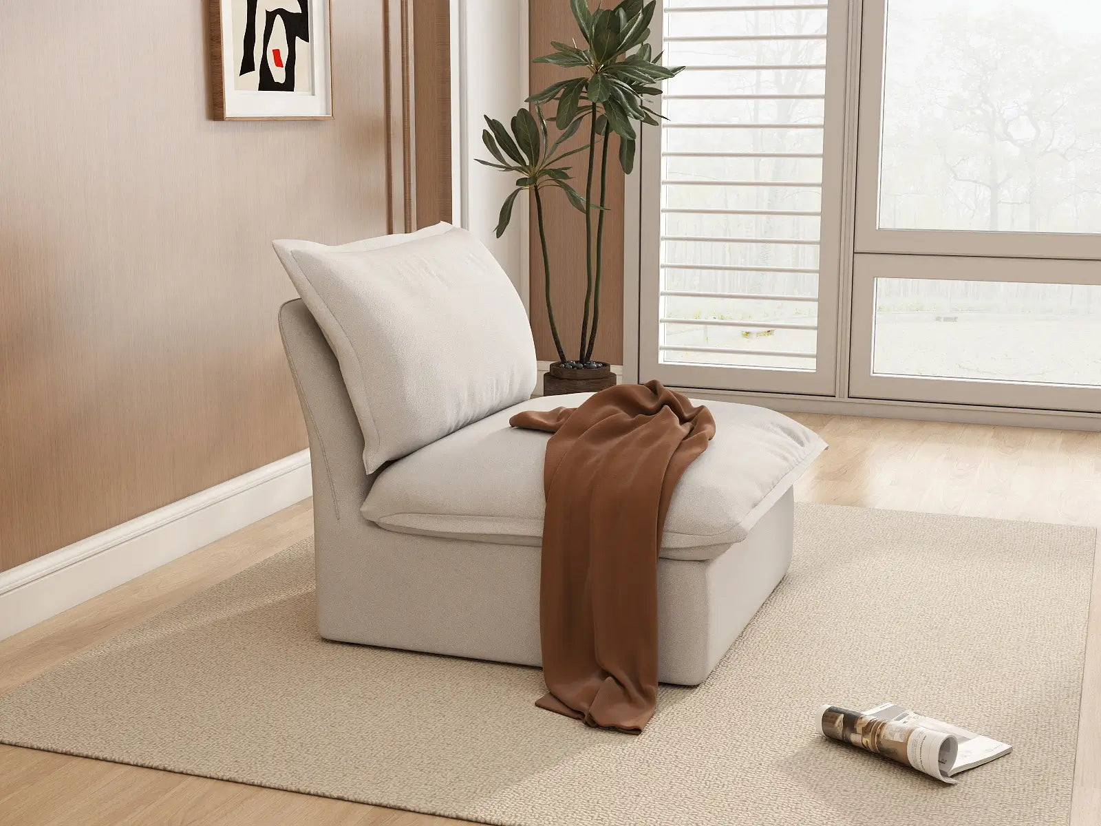 Fundas de lino de lujo para sofás seccionales Cloud | Funda de sofá de algodón y lino blanca para asiento central