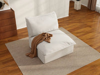 Deluxe Cloud 1-Seater White Washable Single Sofa | 1-Piece, Linen and Cotton Fabric, Modular Design