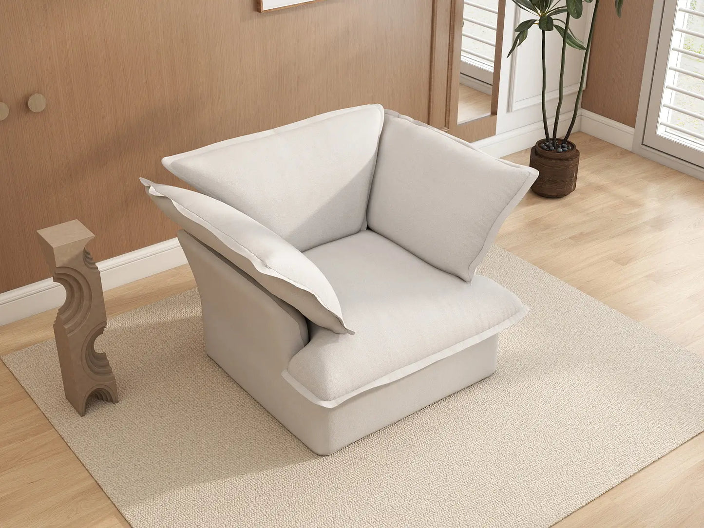 Deluxe Linen Cloud Sectional Sofas Covers | Dual-Armrest White Cotton Linen Sofa Cover